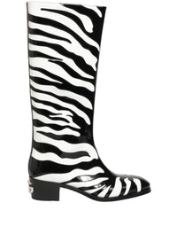 Dolce & Gabbana Dolce & Gabbana Black White Zebra Knee High Men Boots Men's Shoes