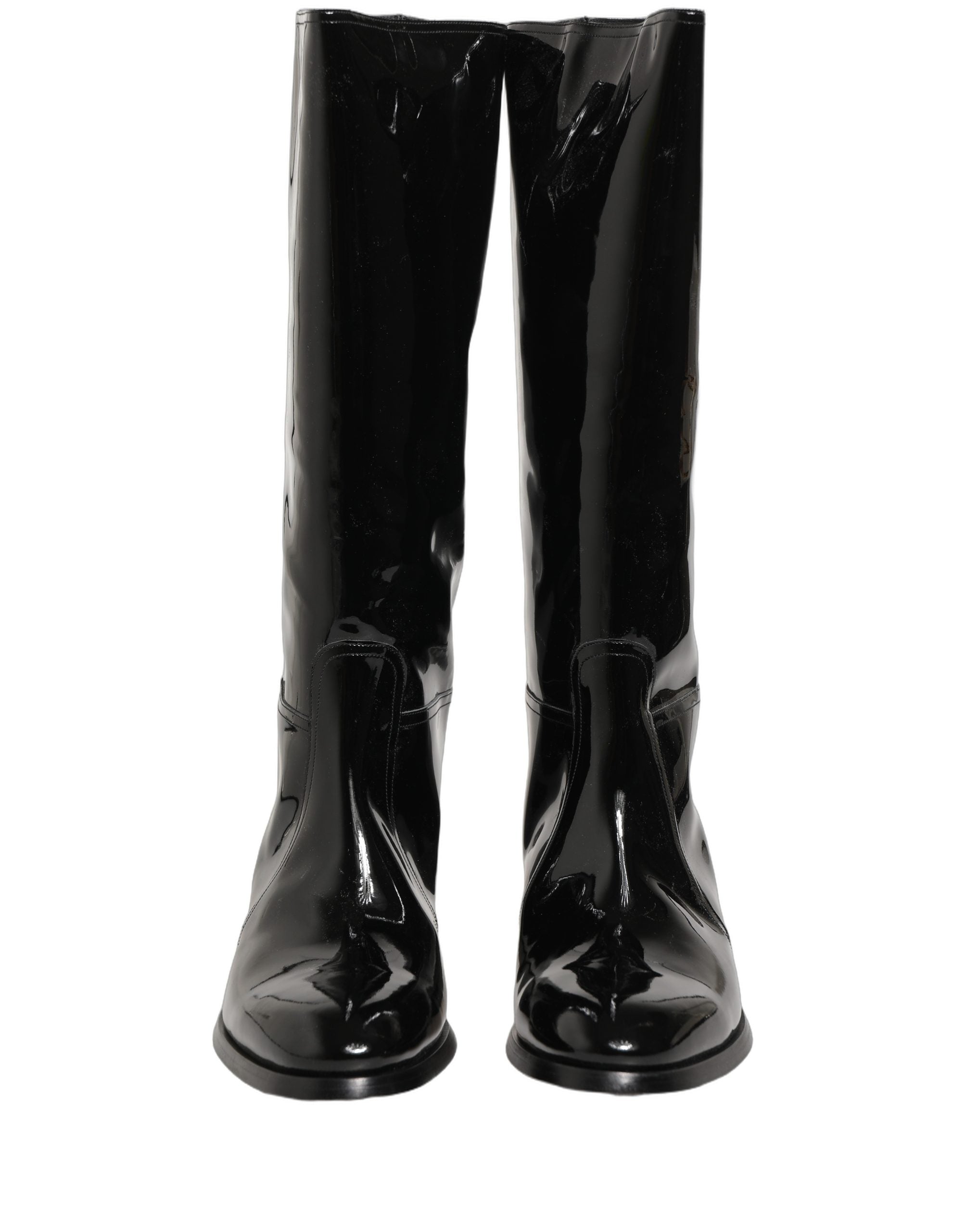 Dolce & Gabbana Dolce & Gabbana Black Leather Knee High Heels Boots Men's Shoes