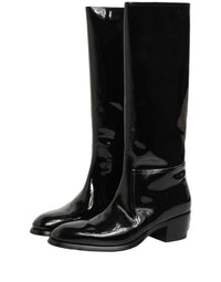 Dolce & Gabbana Dolce & Gabbana Black Leather Knee High Heels Boots Men's Shoes