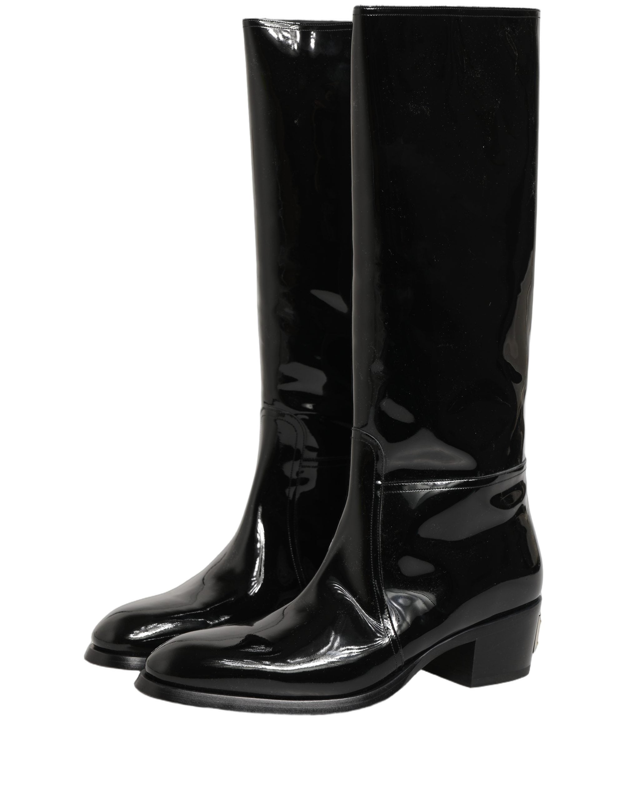 Dolce & Gabbana Dolce & Gabbana Black Leather Knee High Heels Boots Men's Shoes