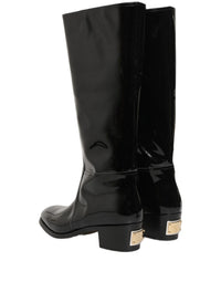 Dolce & Gabbana Dolce & Gabbana Black Leather Knee High Heels Boots Men's Shoes