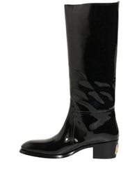 Dolce & Gabbana Dolce & Gabbana Black Leather Knee High Heels Boots Men's Shoes