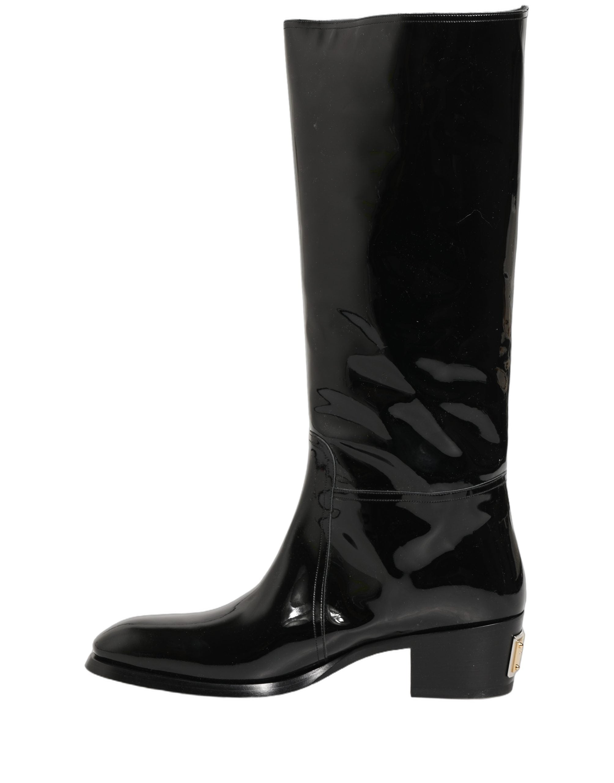 Dolce & Gabbana Dolce & Gabbana Black Leather Knee High Heels Boots Men's Shoes
