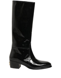 Dolce & Gabbana Dolce & Gabbana Black Leather Knee High Heels Boots Men's Shoes