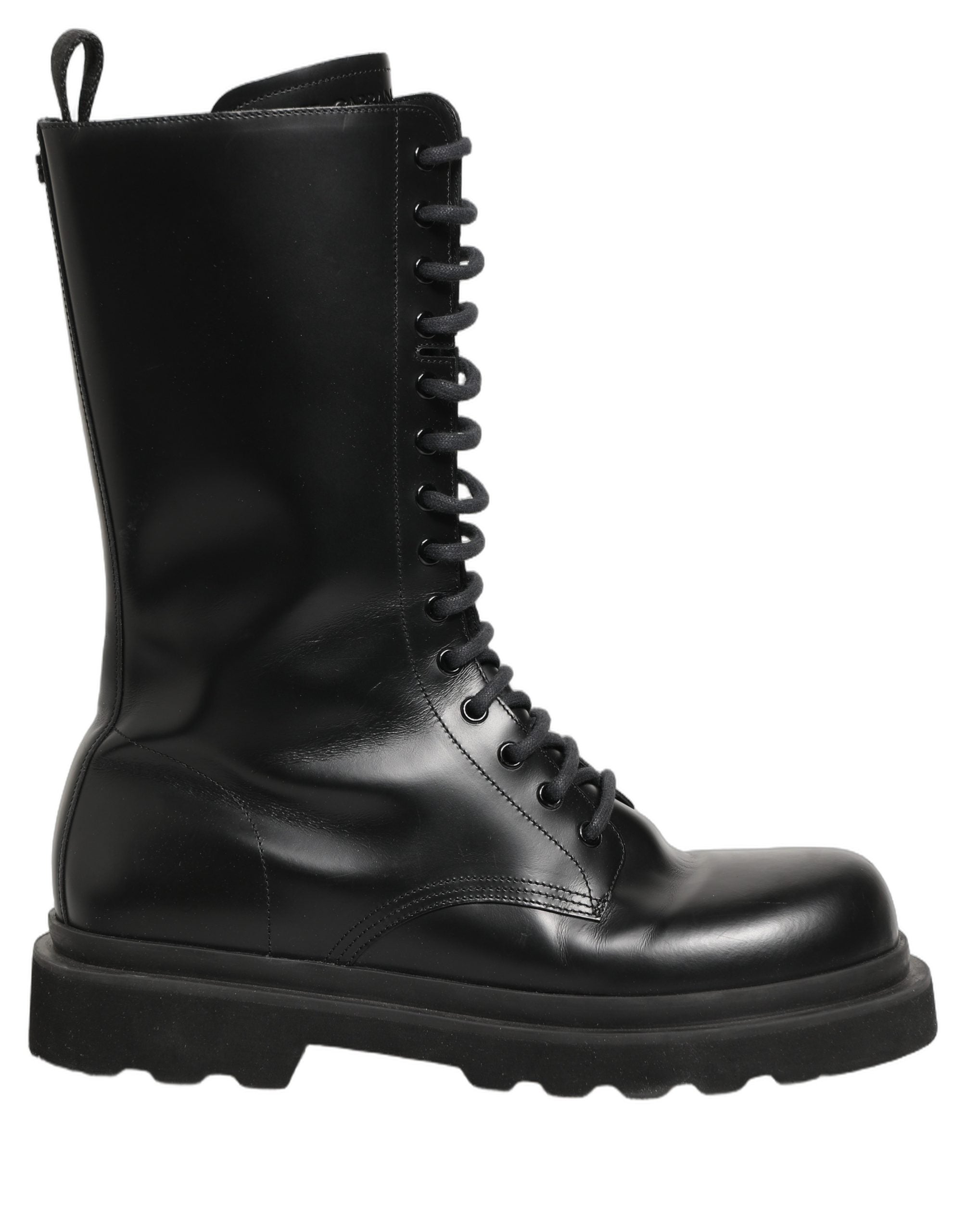 Dolce & Gabbana Black Leather Lace Up Men Combat Boots Men's Shoes
