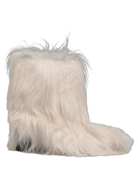 Dolce & Gabbana White Faux Fur Mid Calf Men Boots Men's Shoes