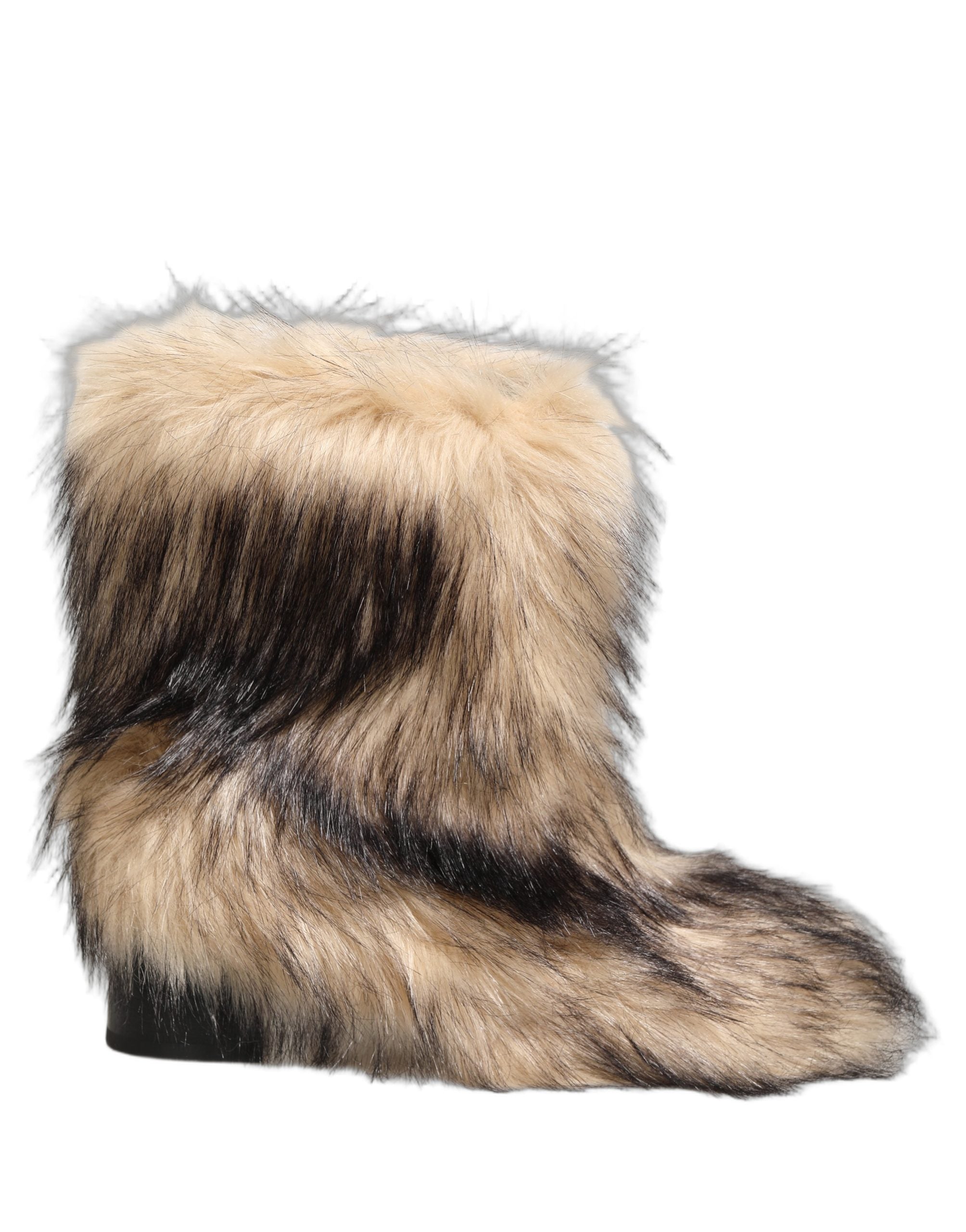 Dolce & Gabbana Brown Faux Fur Mid Calf Men Boots Men's Shoes