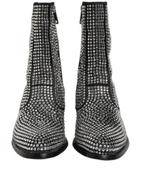 Dolce & Gabbana Black Crystal Embellished Ankle Boots Men's Shoes