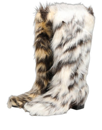 Dolce & Gabbana Dolce & Gabbana Multicolor Knee High Faux Fur Boots Men's Shoes