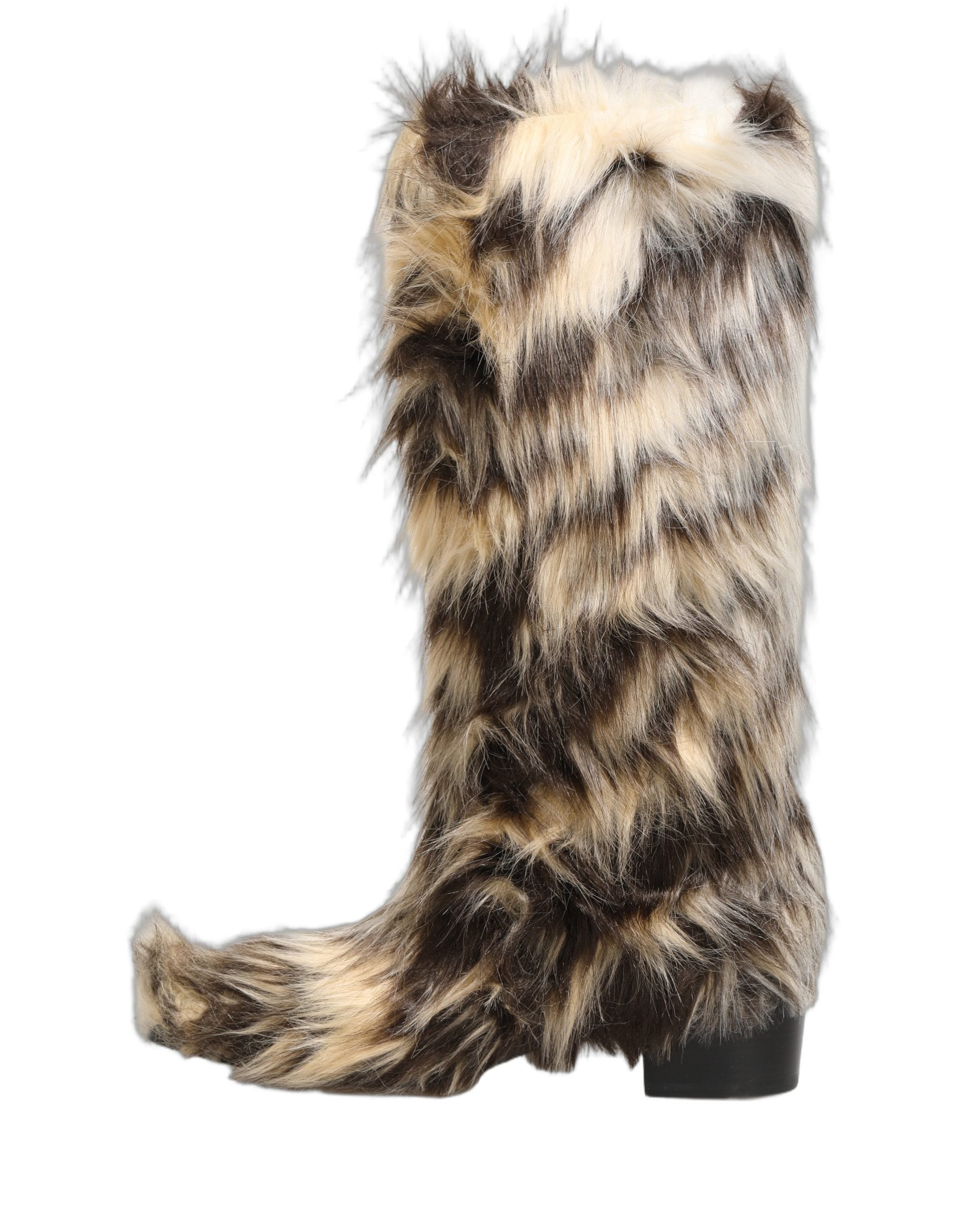 Dolce & Gabbana Dolce & Gabbana Multicolor Knee High Faux Fur Boots Men's Shoes