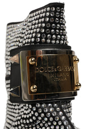 Dolce & Gabbana Black Crystal Embellished Short Boots Men's Shoes