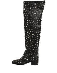 Dolce & Gabbana Dolce & Gabbana Black Crystal Embellished High Boots Men's Shoes