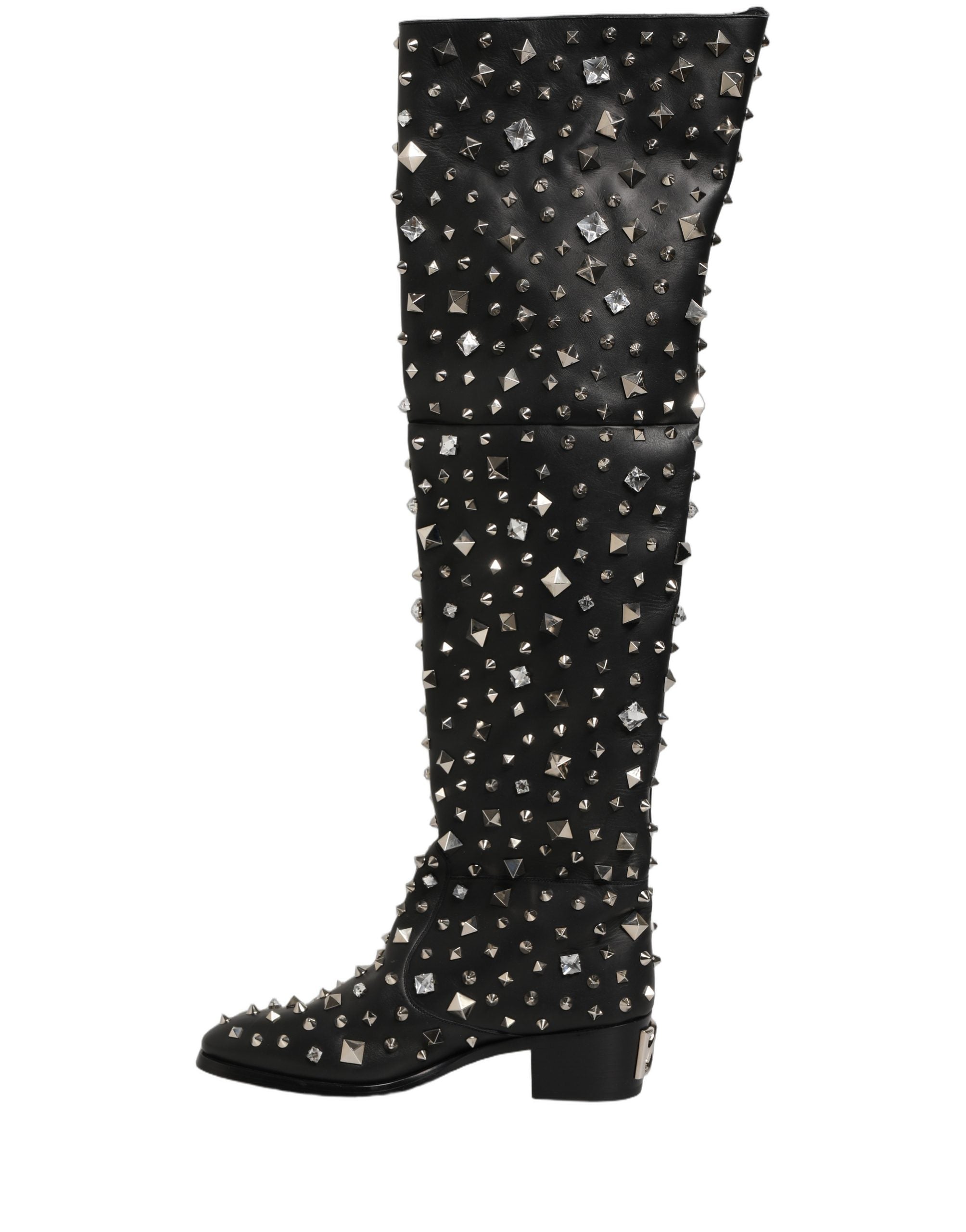 Dolce & Gabbana Dolce & Gabbana Black Crystal Embellished High Boots Men's Shoes