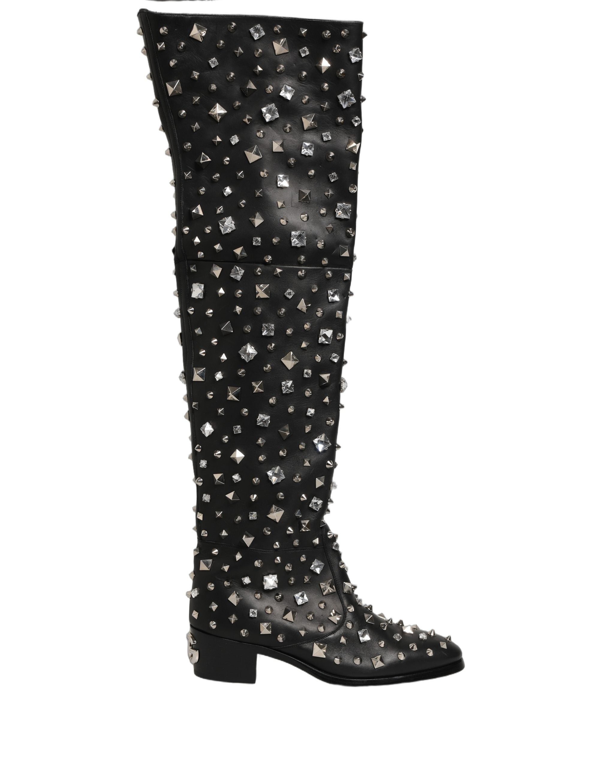 Dolce & Gabbana Dolce & Gabbana Black Crystal Embellished High Boots Men's Shoes