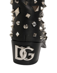 Dolce & Gabbana Dolce & Gabbana Black Crystal Embellished High Boots Men's Shoes