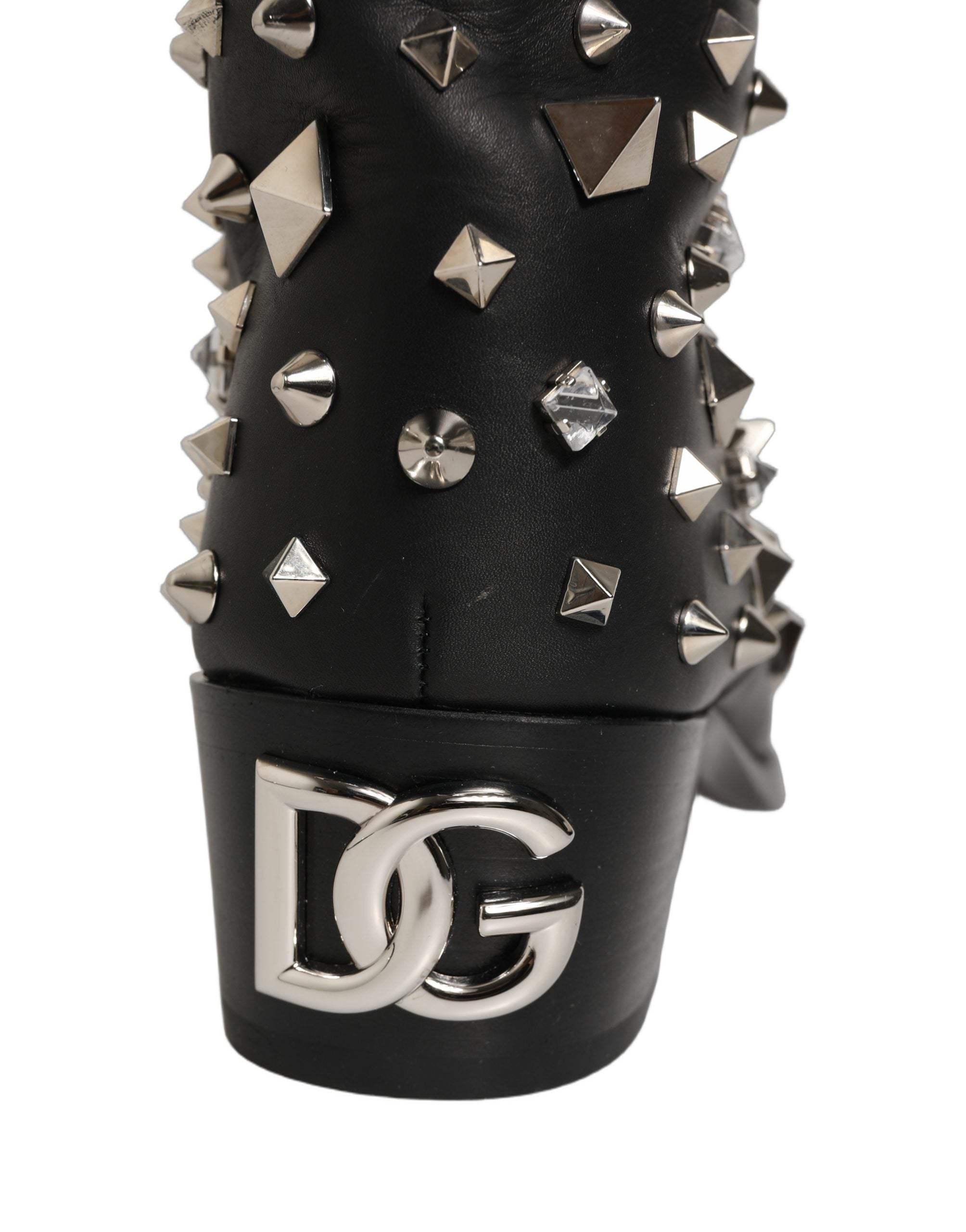 Dolce & Gabbana Dolce & Gabbana Black Crystal Embellished High Boots Men's Shoes