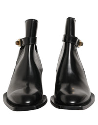 Dolce & Gabbana Black Leather DG Plaque Ankle Boots Men's Shoes