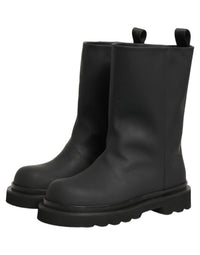 Dolce & Gabbana Black Leather Mid Calf Chunky Men Boots Men's Shoes