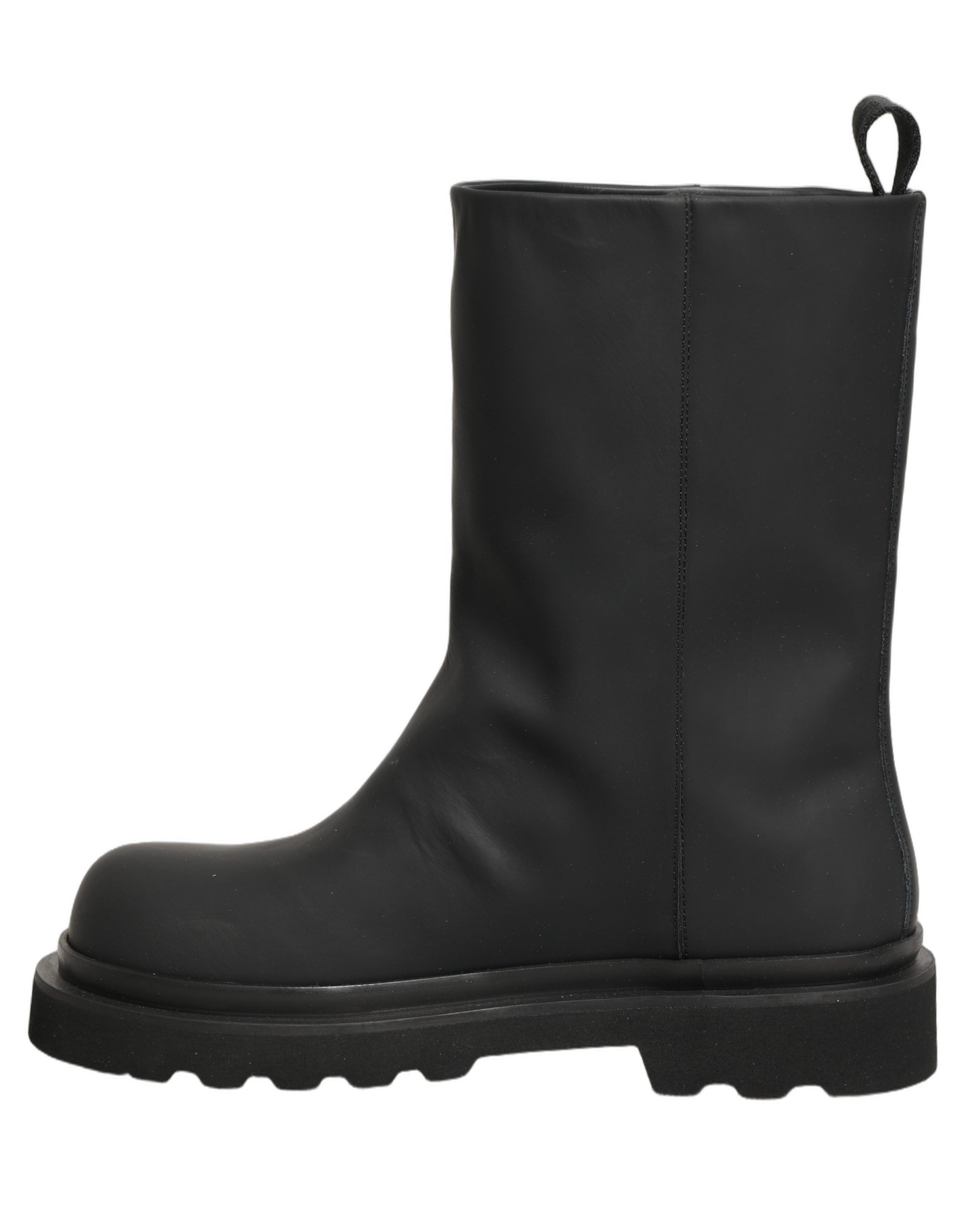Dolce & Gabbana Black Leather Mid Calf Chunky Men Boots Men's Shoes