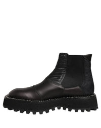 Dolce & Gabbana Black Chelsea Boots Leather Slip On Men Men's Shoes