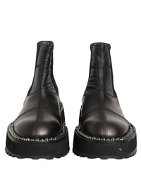 Dolce & Gabbana Black Chelsea Boots Leather Slip On Men Men's Shoes