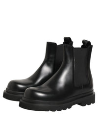 Dolce & Gabbana Black Chelsea Boots Leather Slip On Men Men's Shoes