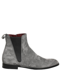 Dolce & Gabbana Gray Suede Leather Chelsea Boots Men's Shoes