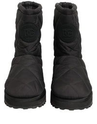 Dolce & Gabbana Black Quilted Effect Mid Calf Boots Men's Shoes
