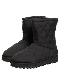 Dolce & Gabbana Black Quilted Effect Mid Calf Boots Men's Shoes