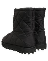 Dolce & Gabbana Black Quilted Effect Mid Calf Boots Men's Shoes