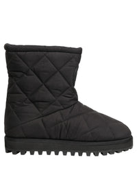 Dolce & Gabbana Black Quilted Effect Mid Calf Boots Men's Shoes