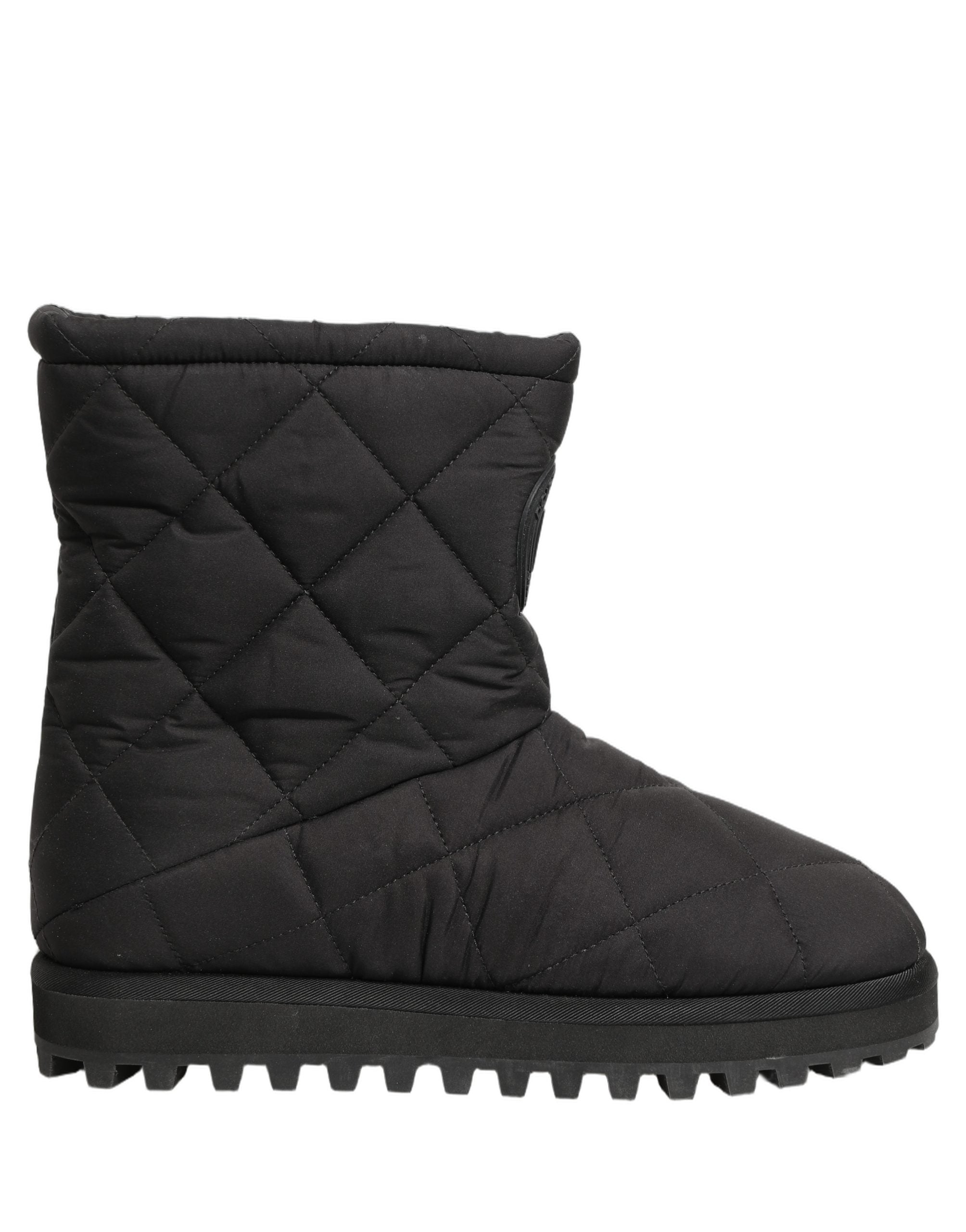 Dolce & Gabbana Black Quilted Effect Mid Calf Boots Men's Shoes