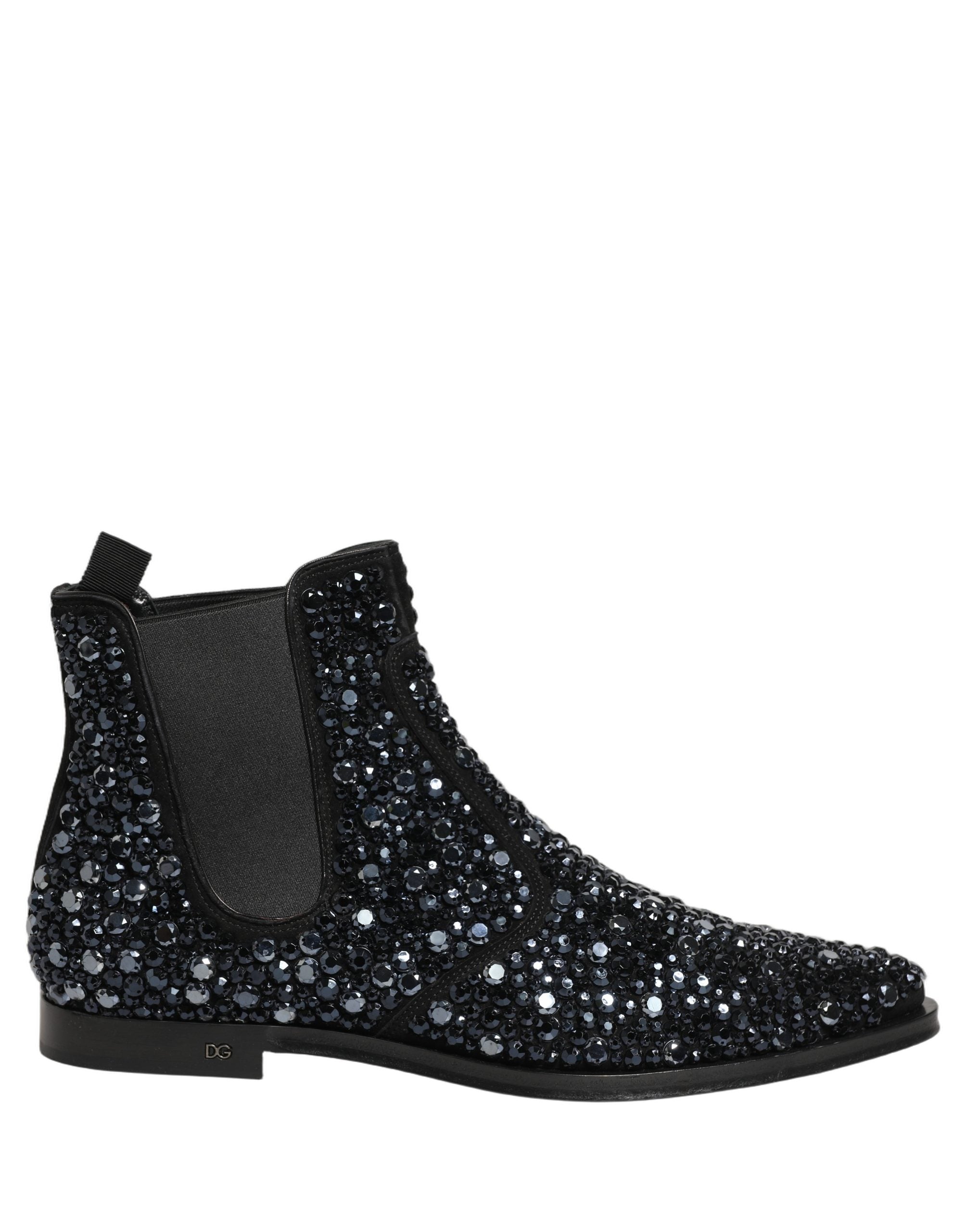 Dolce & Gabbana Black Crystal Embellished Short Boots Men\'s Shoes Dolce & Gabbana Crystal-Embellished Boots | Sendegaro ZA main image 3