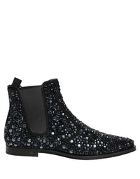 Dolce & Gabbana Black Embellished Chelsea Ankle Boots Men's Shoes