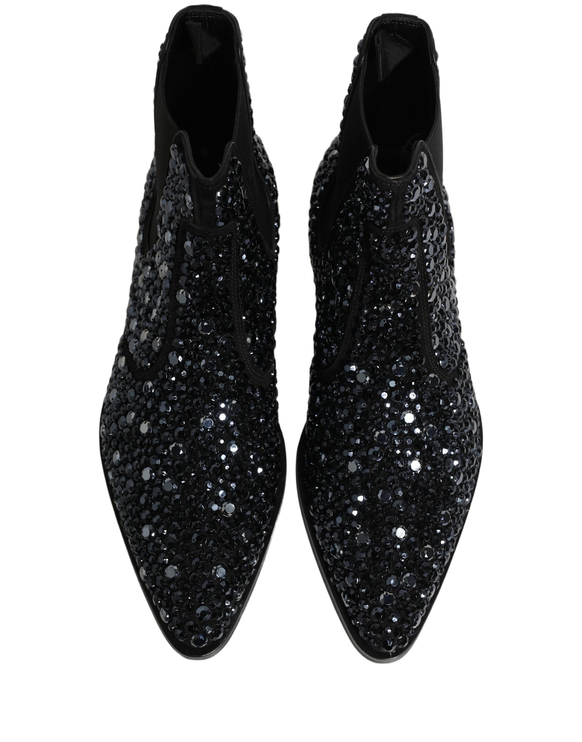 Dolce & Gabbana Black Embellished Chelsea Ankle Boots Men's Shoes