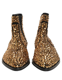Dolce & Gabbana Gold Embellished Chelsea Ankle Boots Men's Shoes