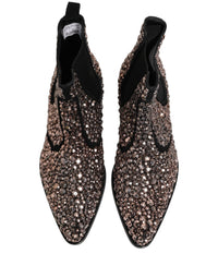 Dolce & Gabbana Silver Embellished Chelsea Ankle Boots Men's Shoes