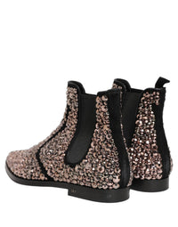 Dolce & Gabbana Silver Embellished Chelsea Ankle Boots Men's Shoes