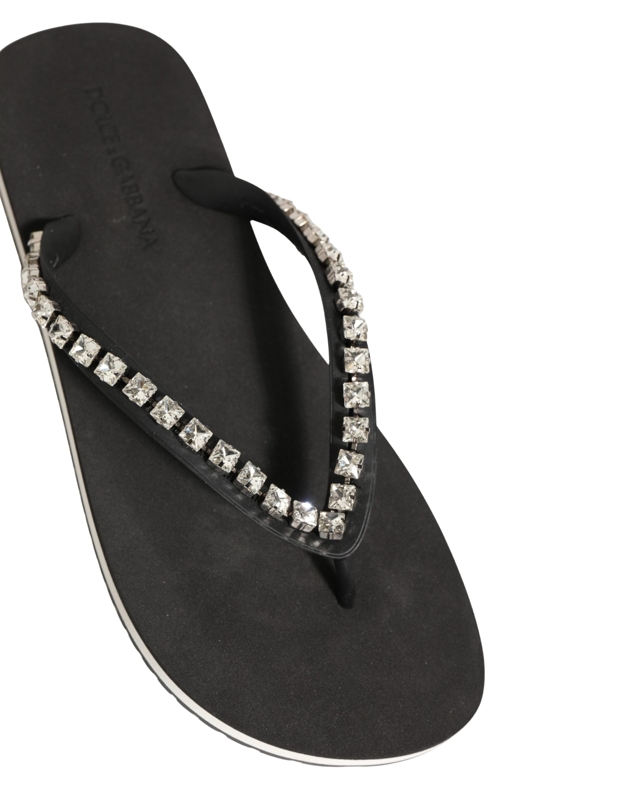 Dolce & Gabbana Dolce & Gabbana Black Embellished Rubber Flip Flops Men Men's Shoes