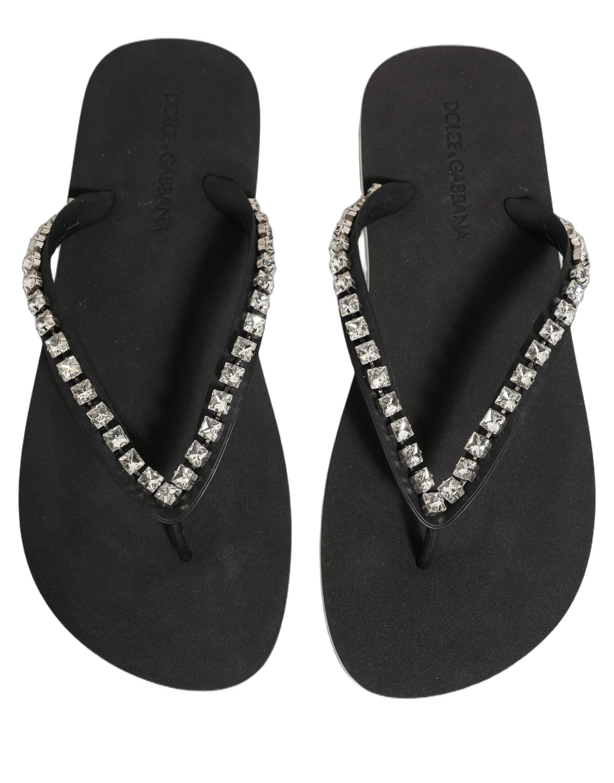 Dolce & Gabbana Dolce & Gabbana Black Embellished Rubber Flip Flops Men Men's Shoes