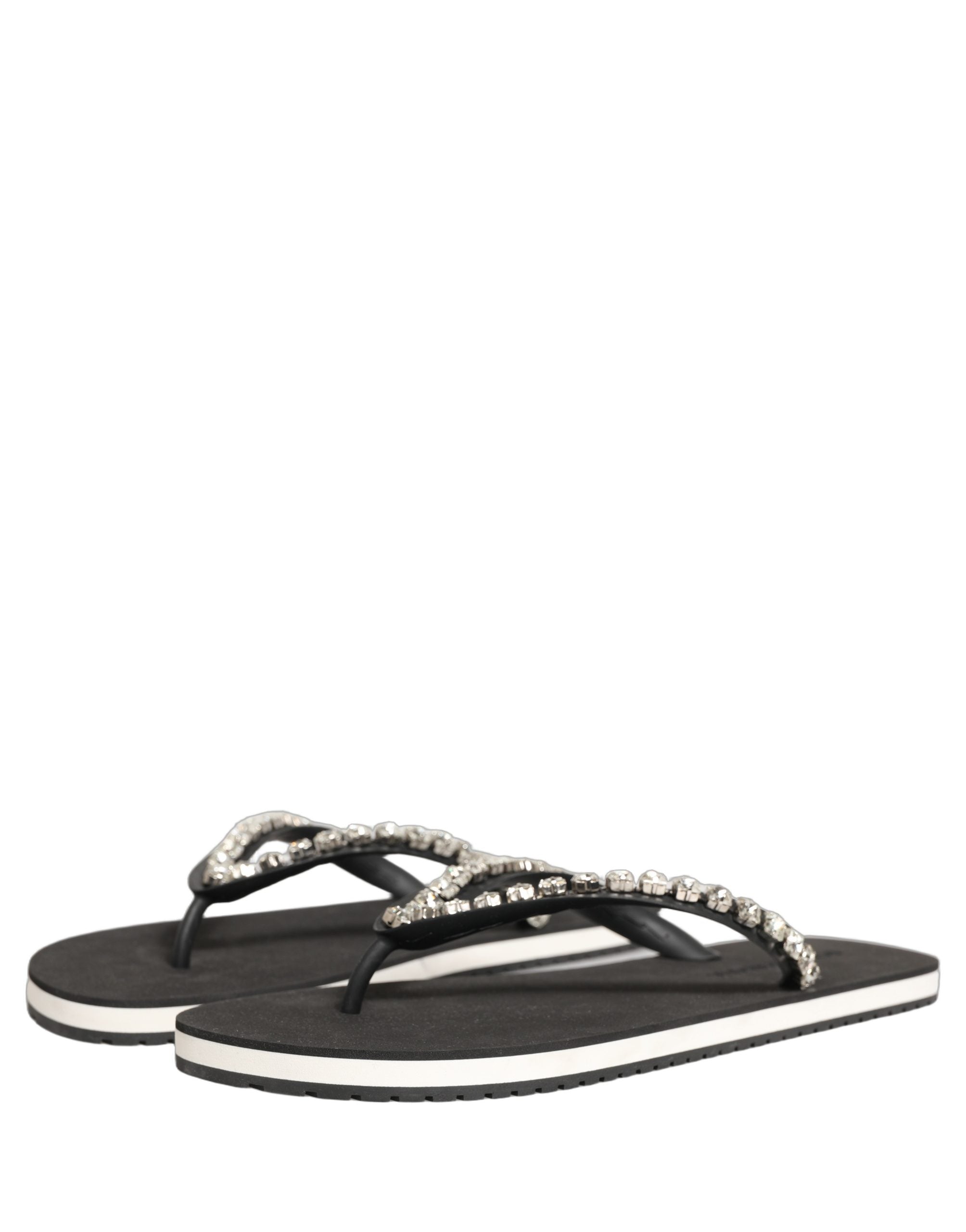 Dolce & Gabbana Dolce & Gabbana Black Embellished Rubber Flip Flops Men Men's Shoes