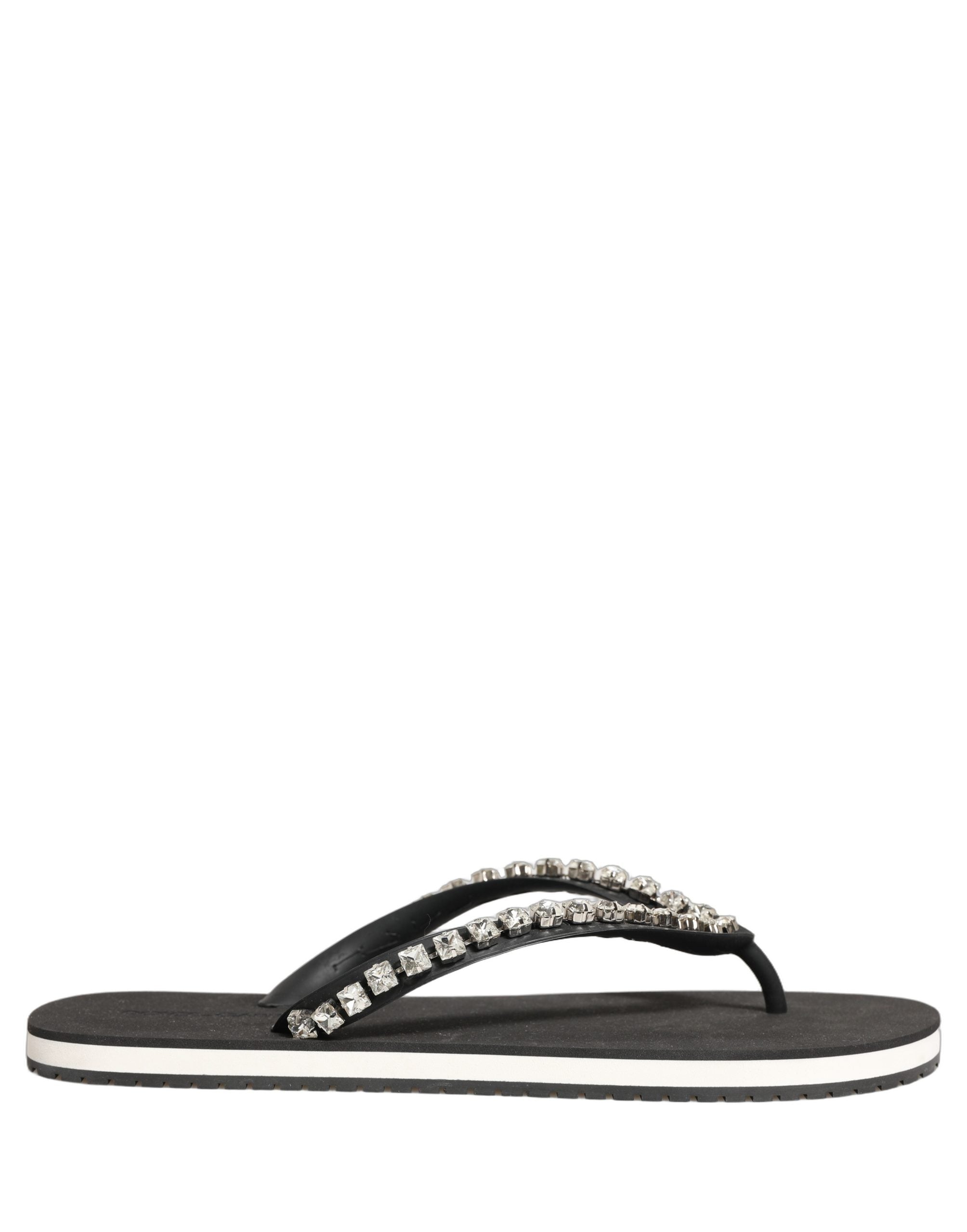 Dolce & Gabbana Dolce & Gabbana Black Embellished Rubber Flip Flops Men Men's Shoes