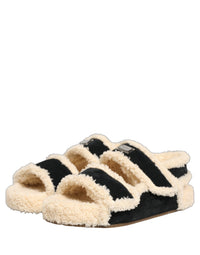 Dolce & Gabbana Dolce & Gabbana Beige Black Faux Fur Flats Men Sandals Men's Shoes