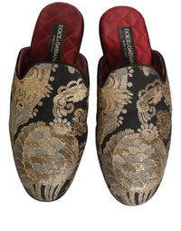 Dolce & Gabbana Dolce & Gabbana Black Floral Jacquard Flats Sandals Men Men's Shoes