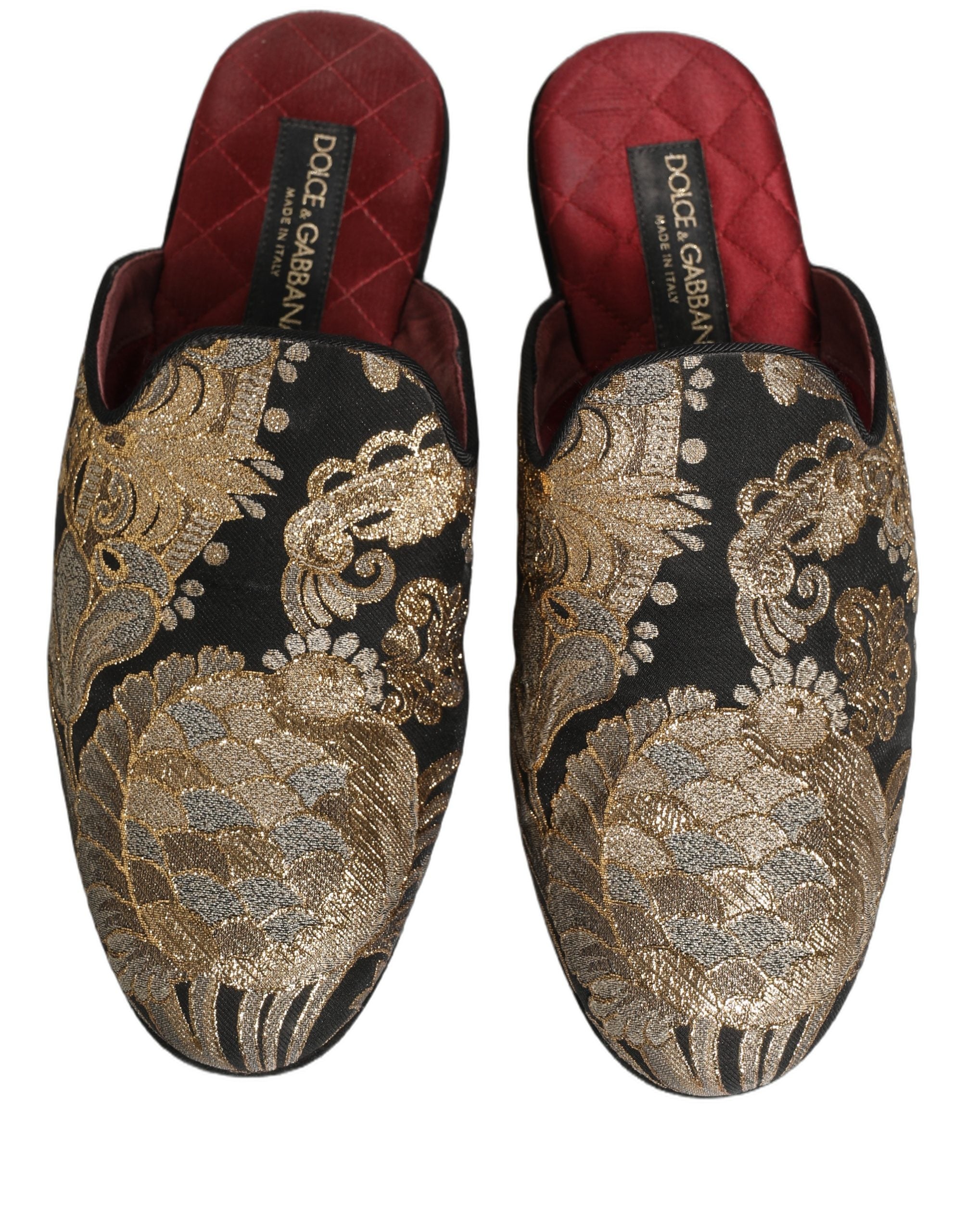Dolce & Gabbana Dolce & Gabbana Black Floral Jacquard Flats Sandals Men Men's Shoes
