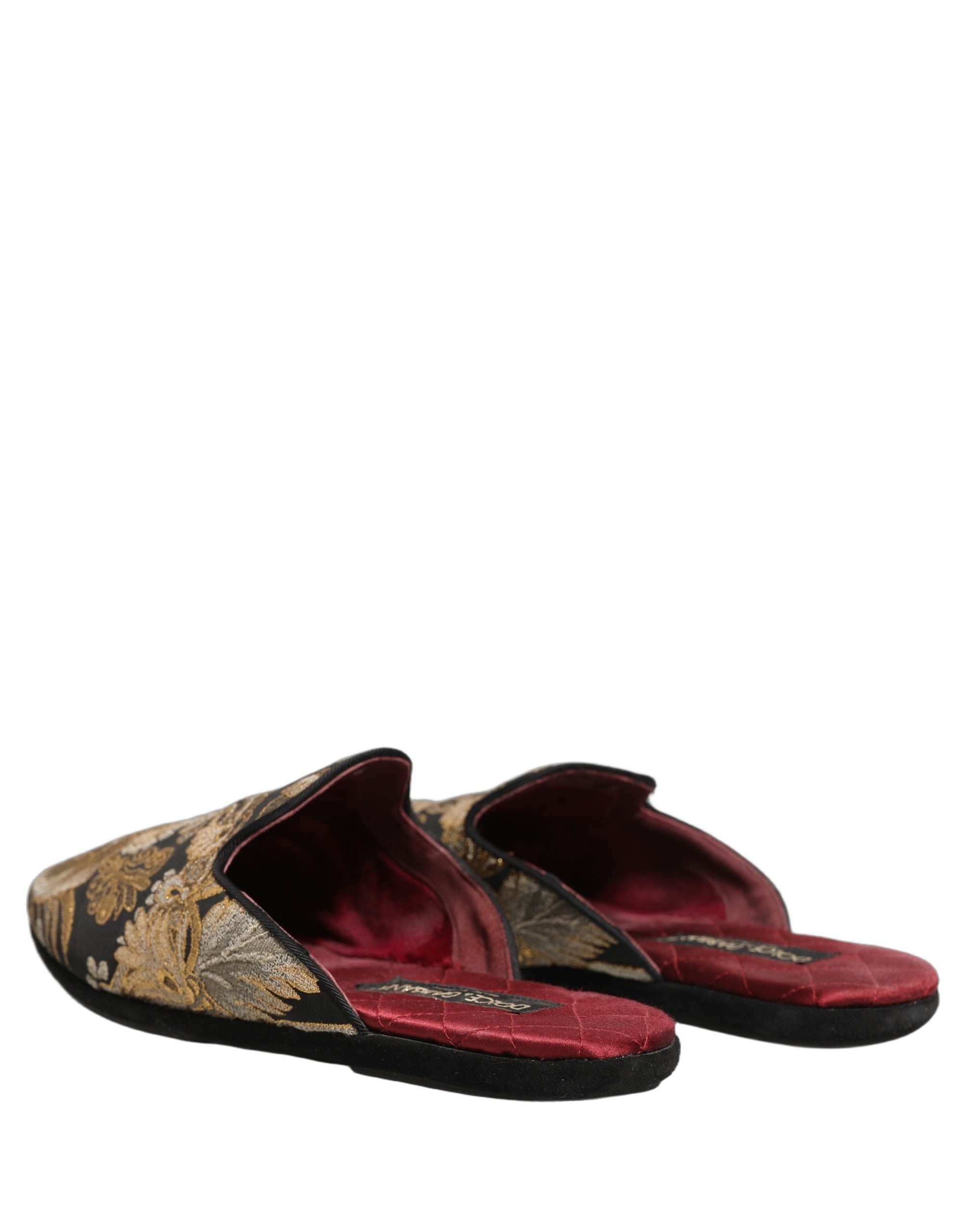 Dolce & Gabbana Dolce & Gabbana Black Floral Jacquard Flats Sandals Men Men's Shoes