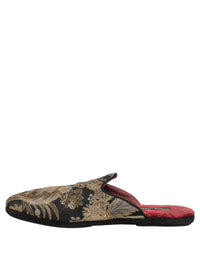 Dolce & Gabbana Dolce & Gabbana Black Floral Jacquard Flats Sandals Men Men's Shoes