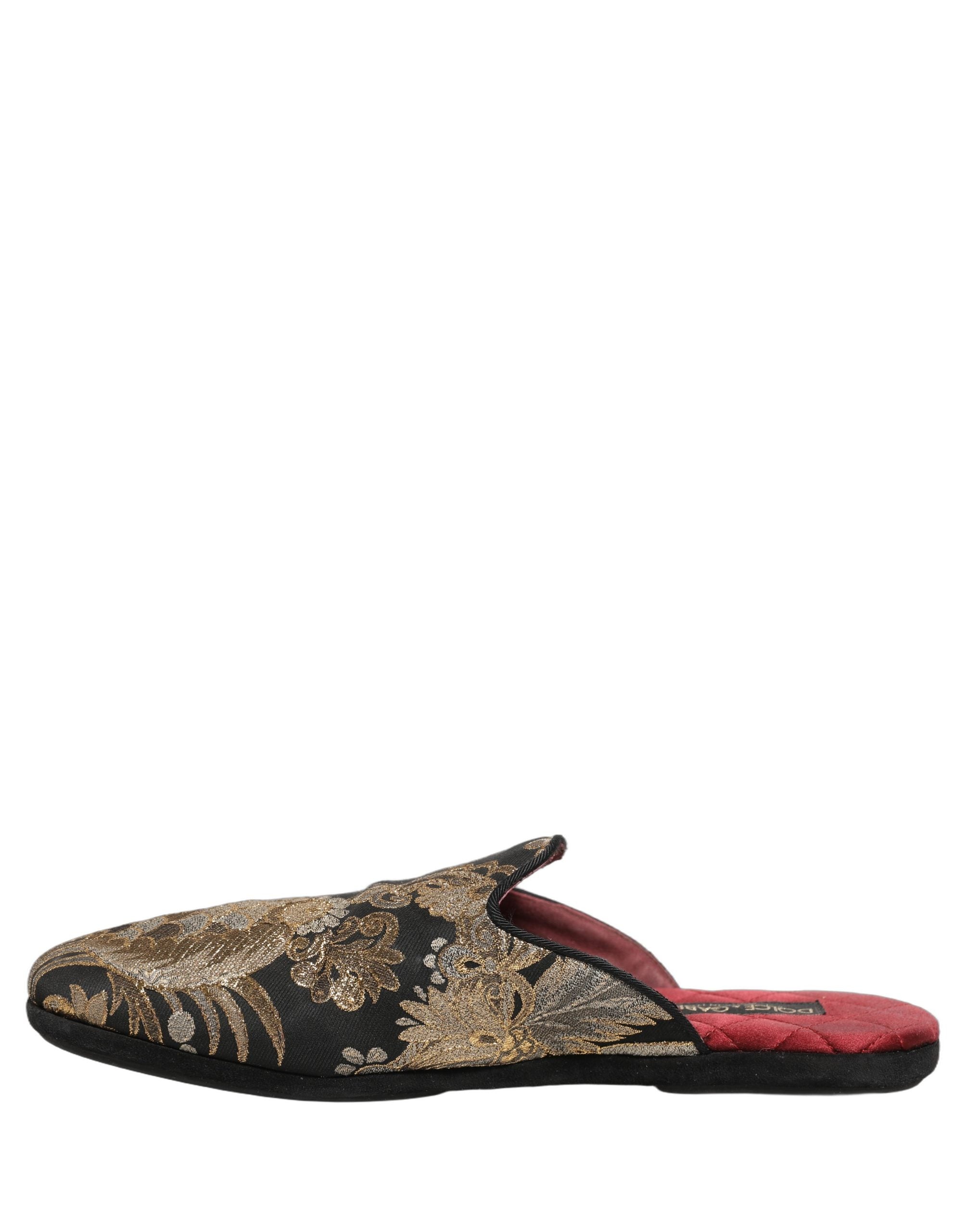 Dolce & Gabbana Dolce & Gabbana Black Floral Jacquard Flats Sandals Men Men's Shoes