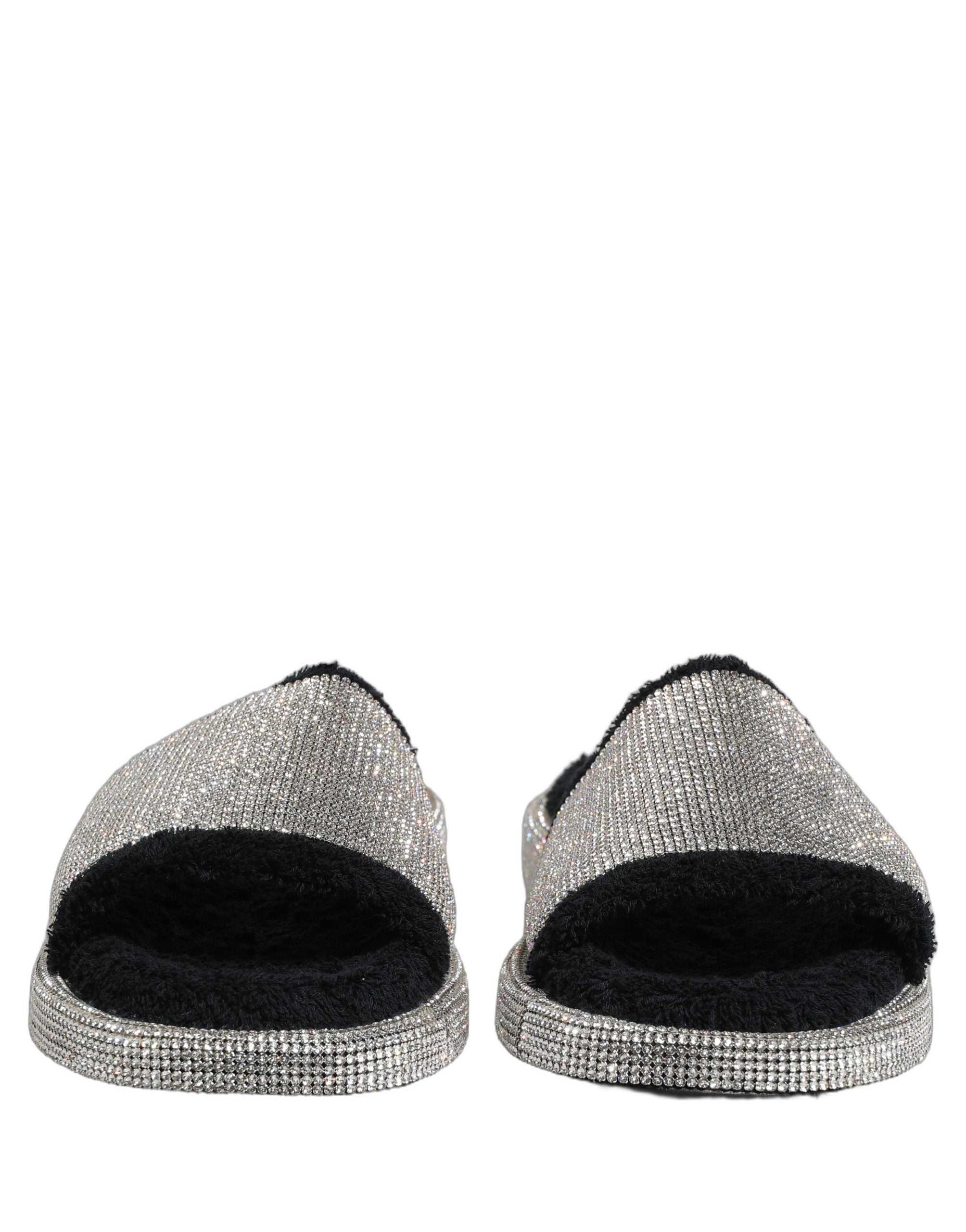 Dolce & Gabbana Dolce & Gabbana Black Crystal Embellished Platform Men Slides Men's Shoes