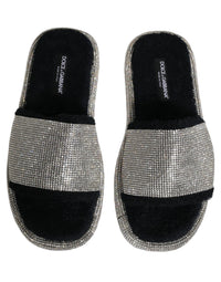 Dolce & Gabbana Dolce & Gabbana Black Crystal Embellished Platform Men Slides Men's Shoes